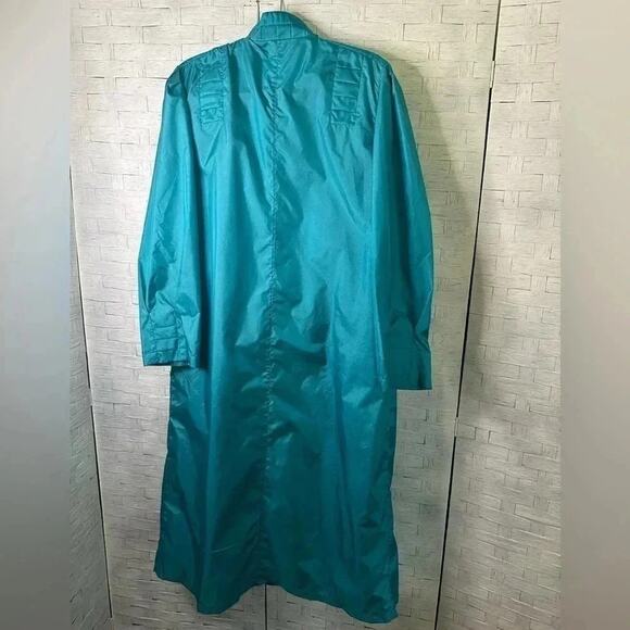Vintage The Totes Coat Rain Jacket 100% silk Trench Coat Teal still has belt - Picture 2 of 10